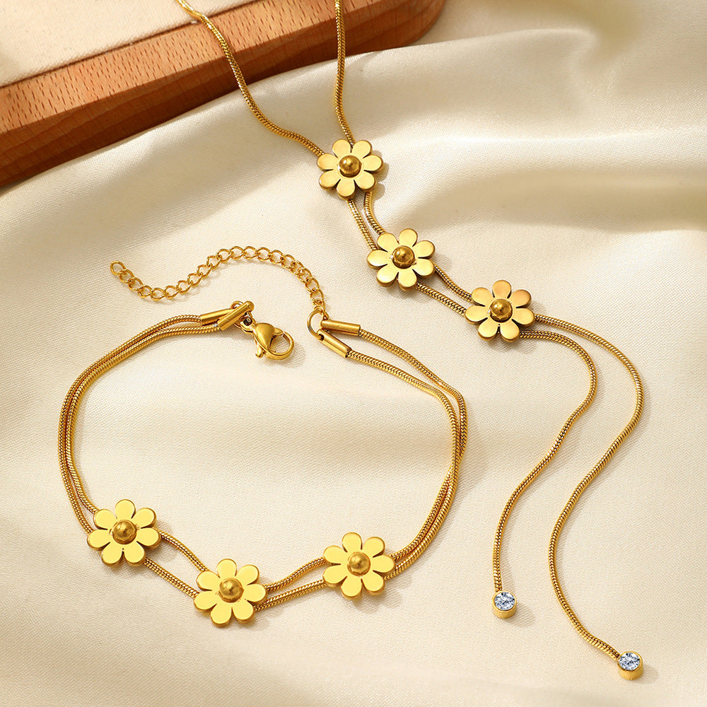 Daisy Glow Two piece set, bracelet and necklace – Whimsical Charm, Timeless Shine! - 27 Trendstore