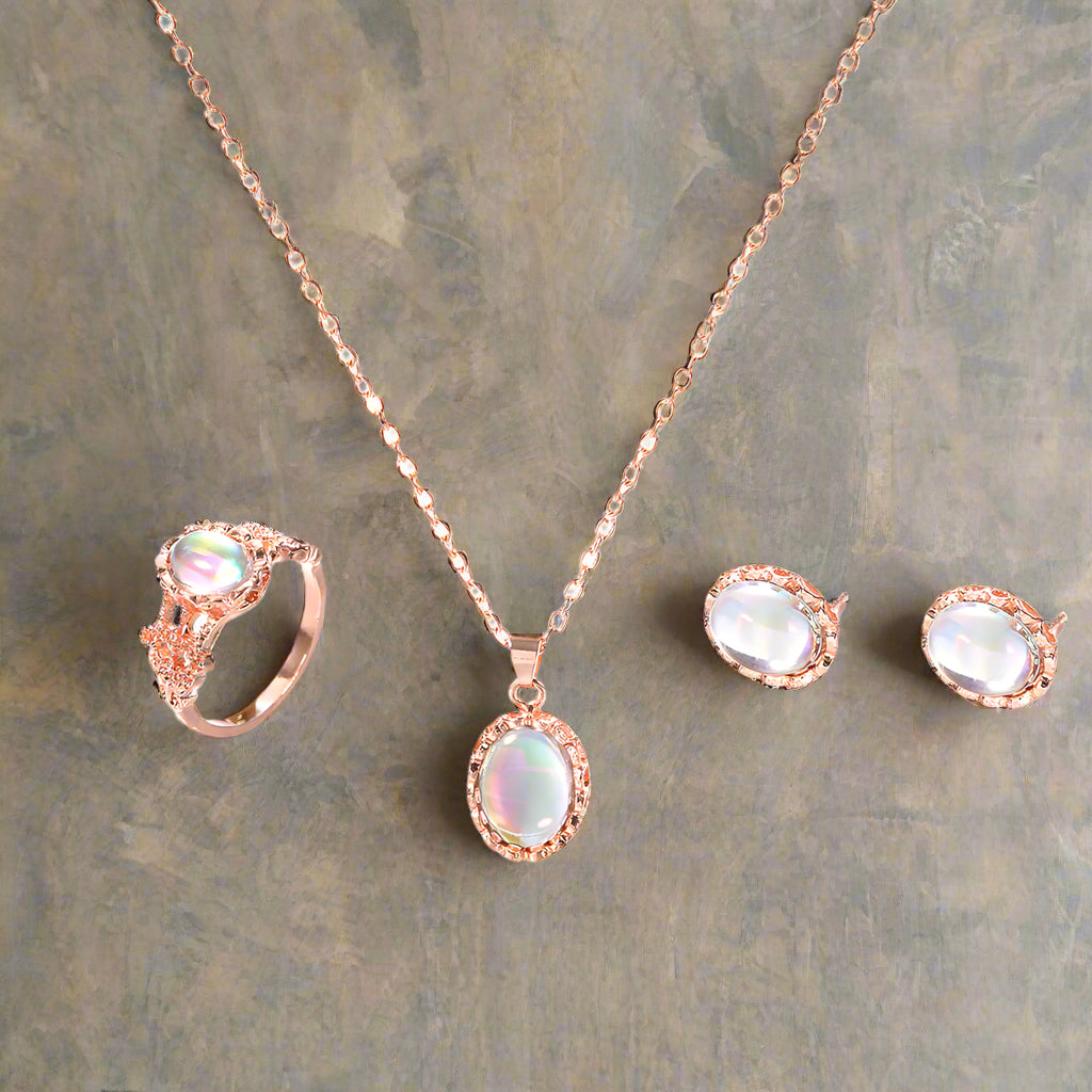 Aura Necklace, ring and earrings set – Timeless Vintage Glow! - 27 Trendstore