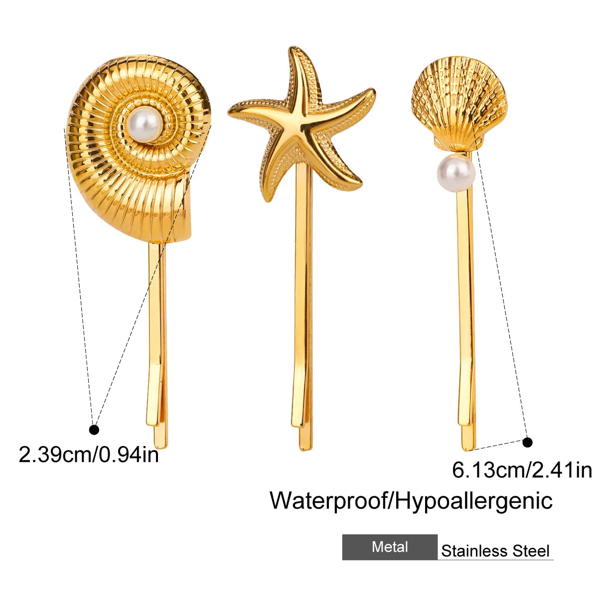 Ocean - Hair Pins Stainless Steel 18K Gold Plated - 27 Trendstore