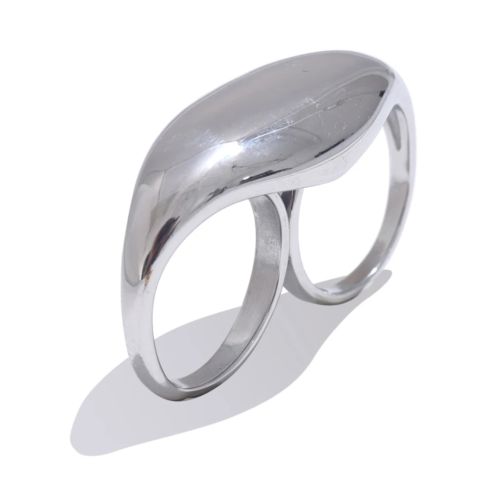 2Souls Stainless Steel Metal Double Finger Ring - 27 Trendstore