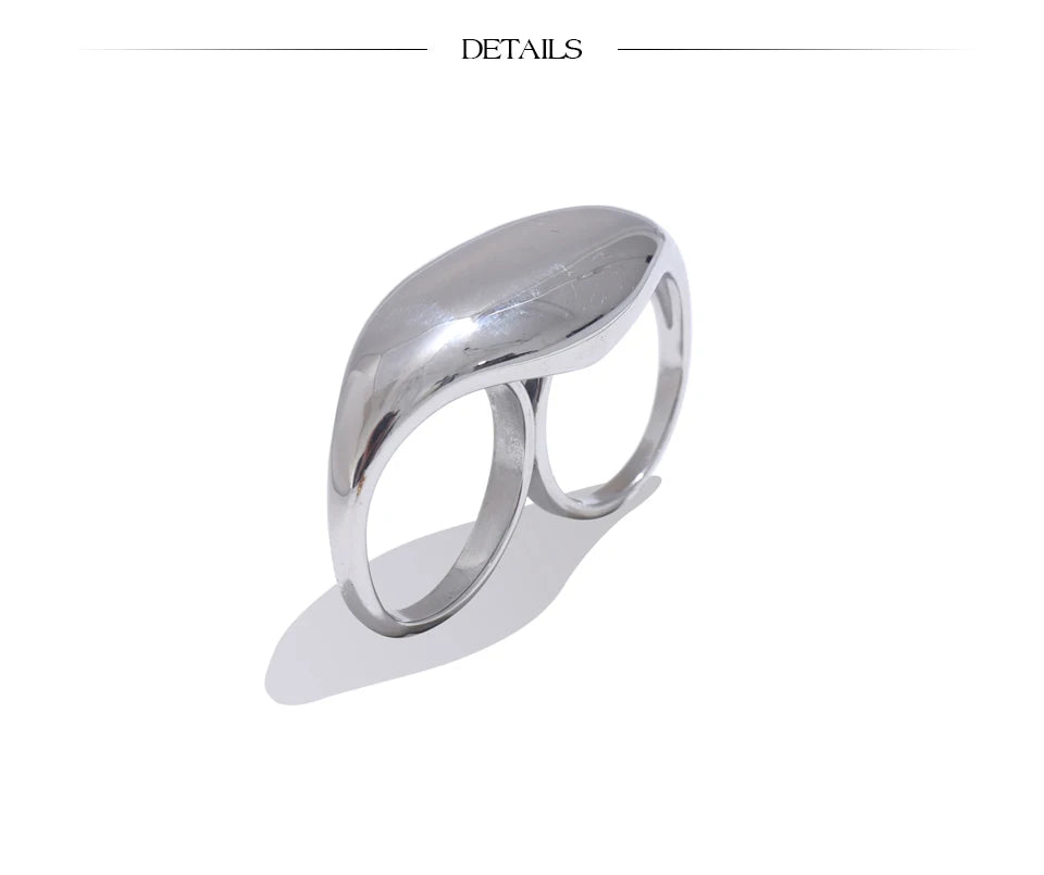 2Souls Stainless Steel Metal Double Finger Ring - 27 Trendstore