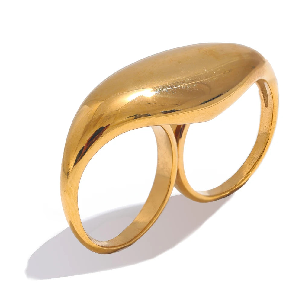 2Souls Stainless Steel Metal Double Finger Ring - 27 Trendstore