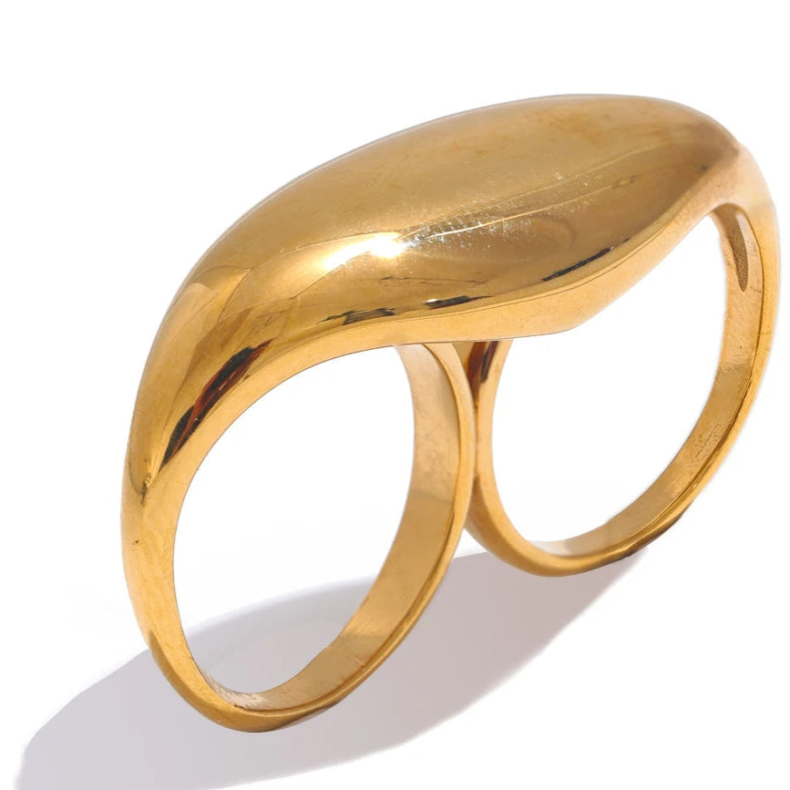 2Souls Stainless Steel Metal Double Finger Ring - 27 Trendstore