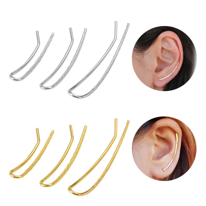 2pcs U Hairpin Shaped Clip Earrings Stainless Steel Ear Cuff Piercing Gold Silver Color Charm For Women Earring Tragus Jewelry - 27 Trendstore