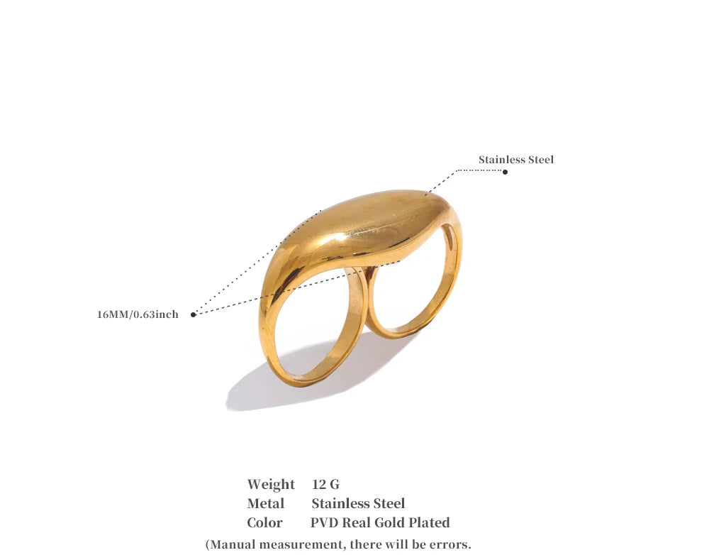 2Souls Stainless Steel Metal Double Finger Ring - 27 Trendstore