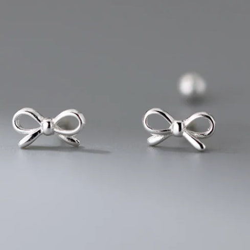 Bell Bow – Delicate Charm, 925 Sterling Silver Romantic Bow Screw Bead Earrings - 27 Trendstore