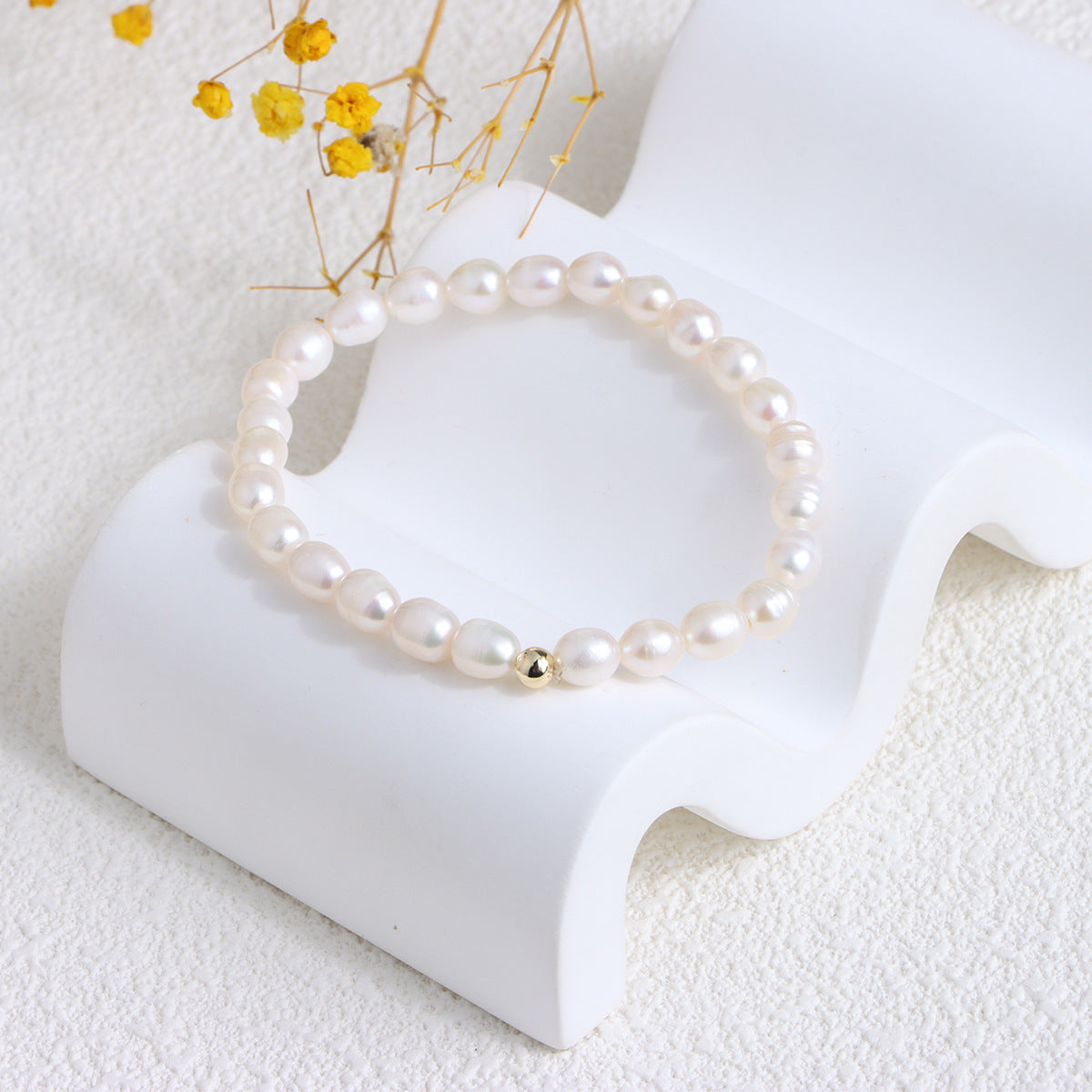 Golden Glow Bead Bracelet – 14K Gold Plated