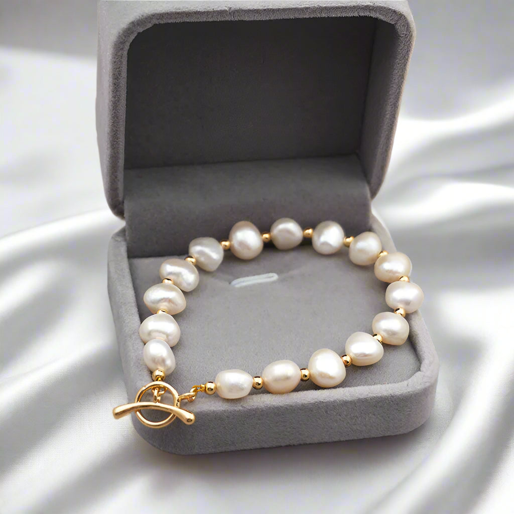 Golden Glow Bead Bracelet – 14K Gold Plated